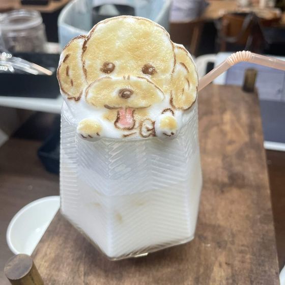 3D latte art made from a customer's photo of their toy poodle