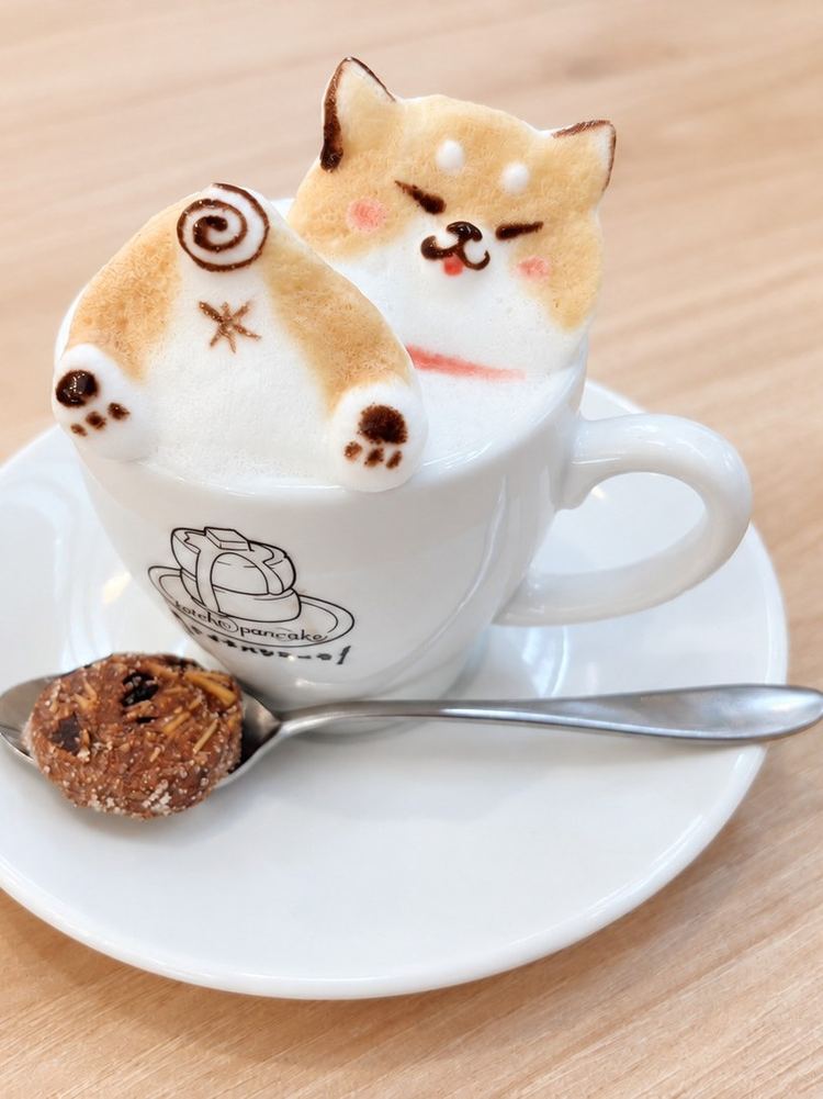3D latte art made from a customer's photo of their Shiba Inu