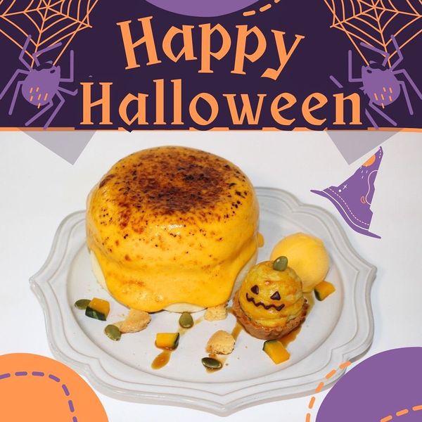 スイートポテトとカボチャブリュレのパンケーキ